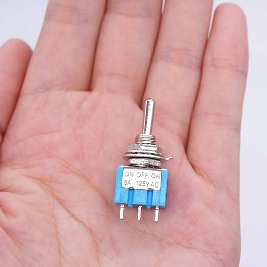 Taiss 10Pcs SPDT Mini Toggle Switch 3 Pin 3 Position ON/Off/ON Miniature Toggle Switches AC 125V/6A Toggle Switch MTS-103