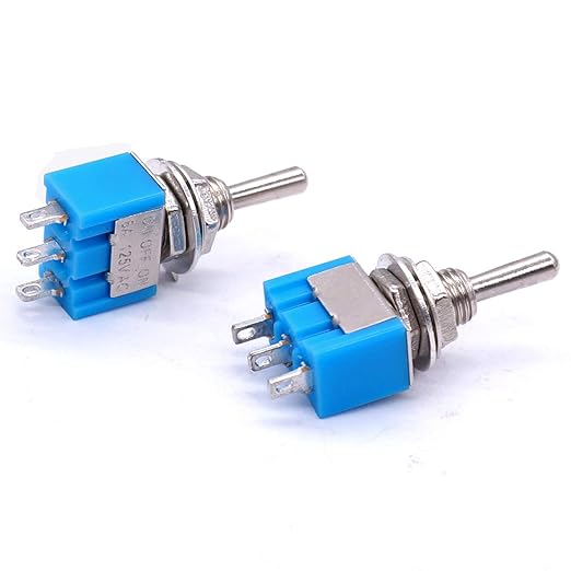 Taiss 10Pcs SPDT Mini Toggle Switch 3 Pin 3 Position ON/Off/ON Miniature Toggle Switches AC 125V/6A Toggle Switch MTS-103