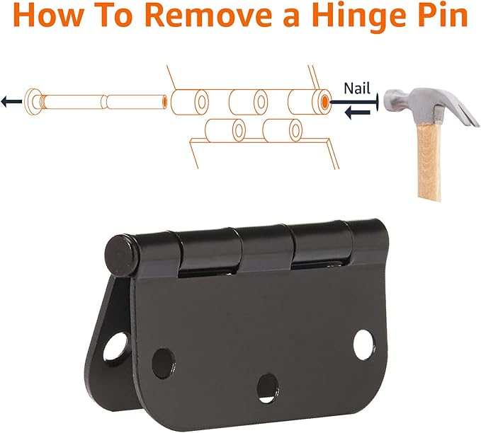 Amazon Basics Sturdy Rounded 5/8 Radius Interior Door Hinges with Included Screws, 3.5" x 3.5", Matte Black, 18-Pack