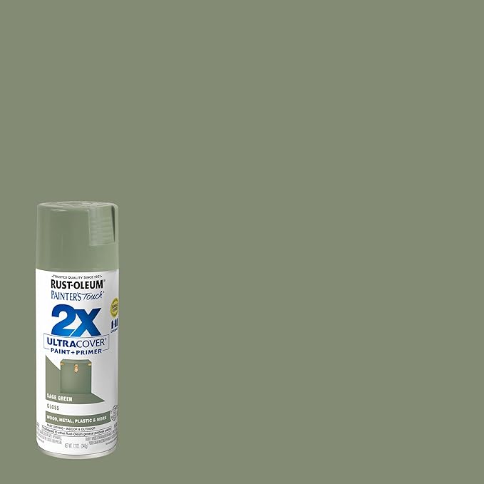 Rust-Oleum 249094-6PK Painter's Touch 2X Ultra Cover Spray Paint, 12 oz, Gloss Sage Green, 6 Pack