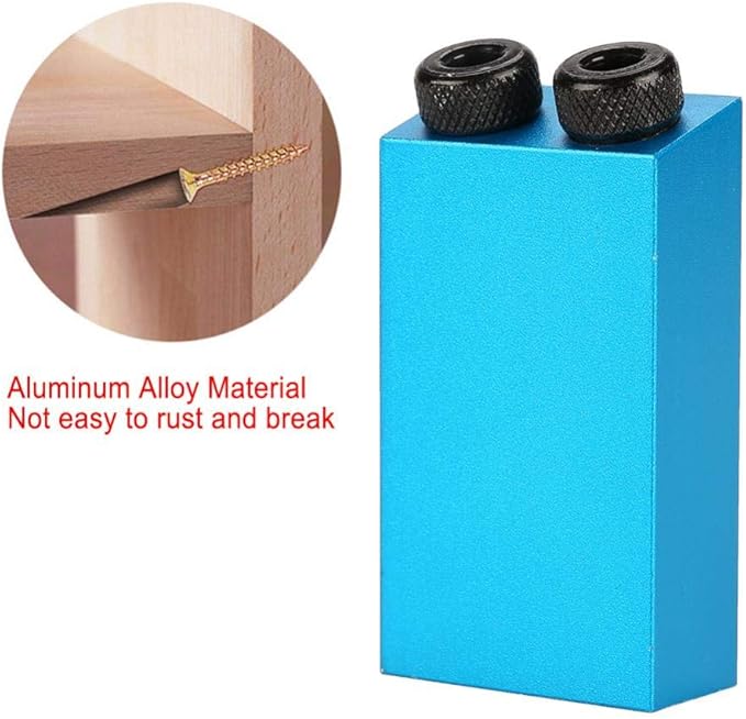 Pocket Hole Jig Kit, 15 Degree Woodwork Oblique Hole Positioner 6/8/10mm for Woodworking Angle Drilling Holes, Angle Carpentry Locator Jig