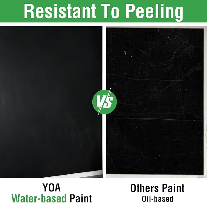 YOA Chalkboard paint, Black Matte, Acrylic Material, Non-toxic, 255g/9oz Cover 35 sp.ft, Suitable for Wood, Metal, Glass, Wall, Gypsum Board, Signs, Frames or any Surface, Interior/Exterior