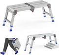Loyoda Folding Work Platform for Adults, Aluminum Foldable Step Stool Adjustable Height, Lightweight and Durable Portable Outdoor Aluminum Step Ladder, Maximum Load Capacity of 500 Pounds.