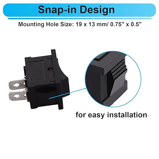 TWTADE 8Pcs 12V Rocker Switch On/Off 2 Pin 2 Position SPST Car Auto Boat Rocker Toggle Switch AC 6A/250V 10A/125V KCD1-1-101