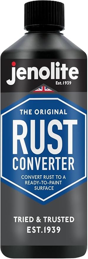 JENOLITE Rust Converter for Metal 500 ml (16.9 fl oz) All In One Fast‑Acting Water‑Based Rust Reformer, Primer & Inhibitor in One. Converts Rust to a Paint‑Ready Surface. Made in Britain
