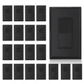 ELEGRP 3 Way Decorator Light Switch, 15Amp, 120-277 Volt, AC Rocker Paddle Wall Switch Replacement, Self-Grounding, Residential Grade, Screwless Wall Plate, UL Listed (20 Pack, Glossy Black)