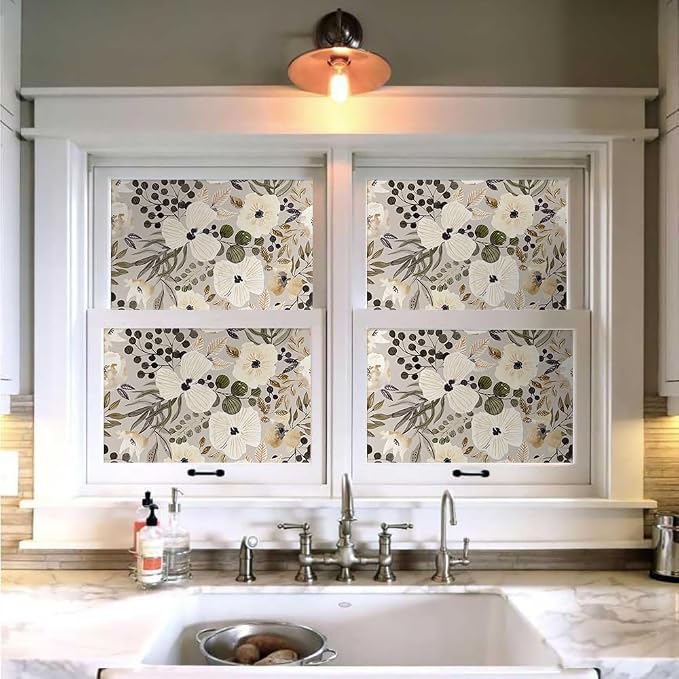 18"x236" Boho Cream/Brown Daisy Flower Peel and Stick Self Adhesive Wallpaper Removable Contact Paper Stick on Easy Peel Off Wall Paper for Kitchen Bedroom Bathroom Renter
