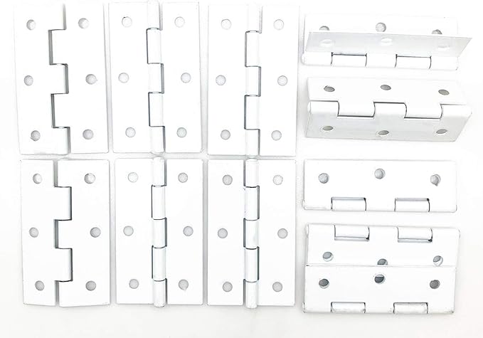 XMHF Cabinet Gate Closet Door Hinges 2.4"x1.5" Home Furniture Hardware Folding Butt Hinges White with Mounting Screws Pack of 12