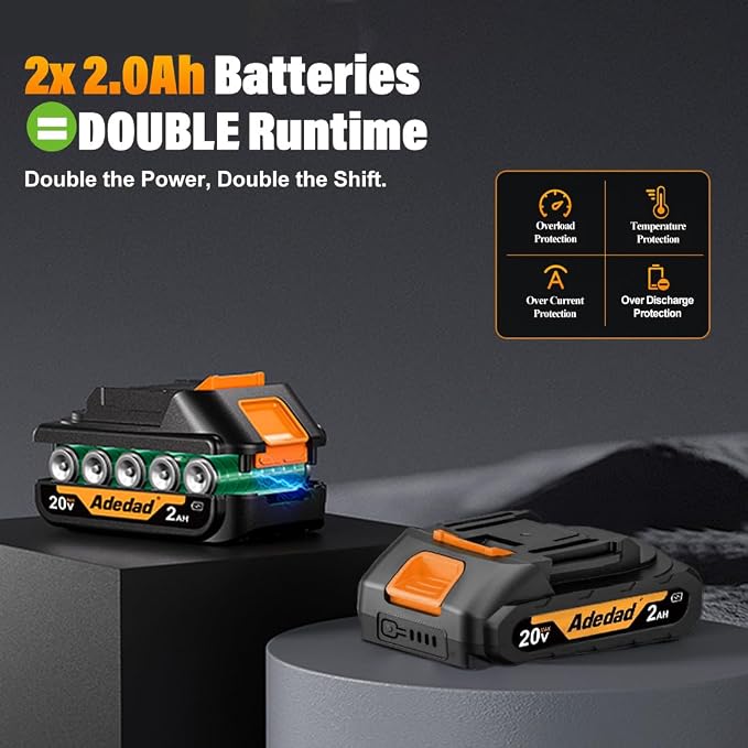 Brushless Impact Wrench 3-in-1 500N.m(369Ft-lbs) Torque Wrench 1/2 Drive with 2x2.0Ah Batteries, 8 Drill Bits, 6 Screwdriver Bits, 4 Sockets, Cordless Impact Gun for automotive Repair and DIY