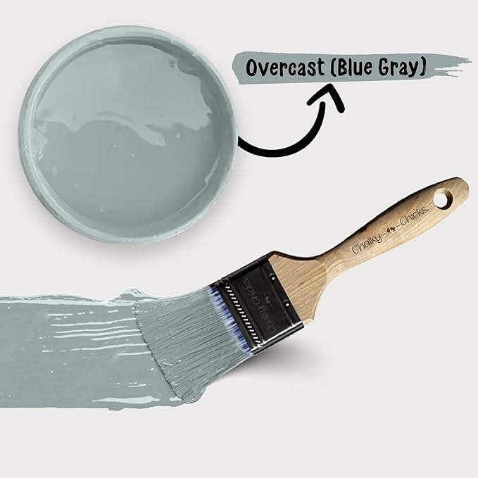 Chalky Chicks 8 Fl Oz Matte Overcast (Blue Gray) Chalk Paint for Furniture Without Sanding - No Prep Furniture Paint No Sanding All in One for Crafts, Wood, Walls, Cabinet, Metal, Dresser, Farmhouse