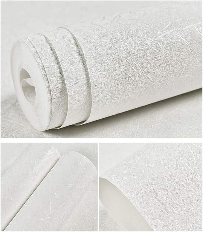 Abyssaly White Silk Wallpaper Embossed Self Adhesive Peel and Stick Wallpaper Removable Kitchen Vinyl White Cabinet Furniture Shelf Paper Textured Contact Paper 15.7" X 590.5" | 15.7" X 590.5" Removable Wrap Paper for Cabinet - New Environmentally Frie...