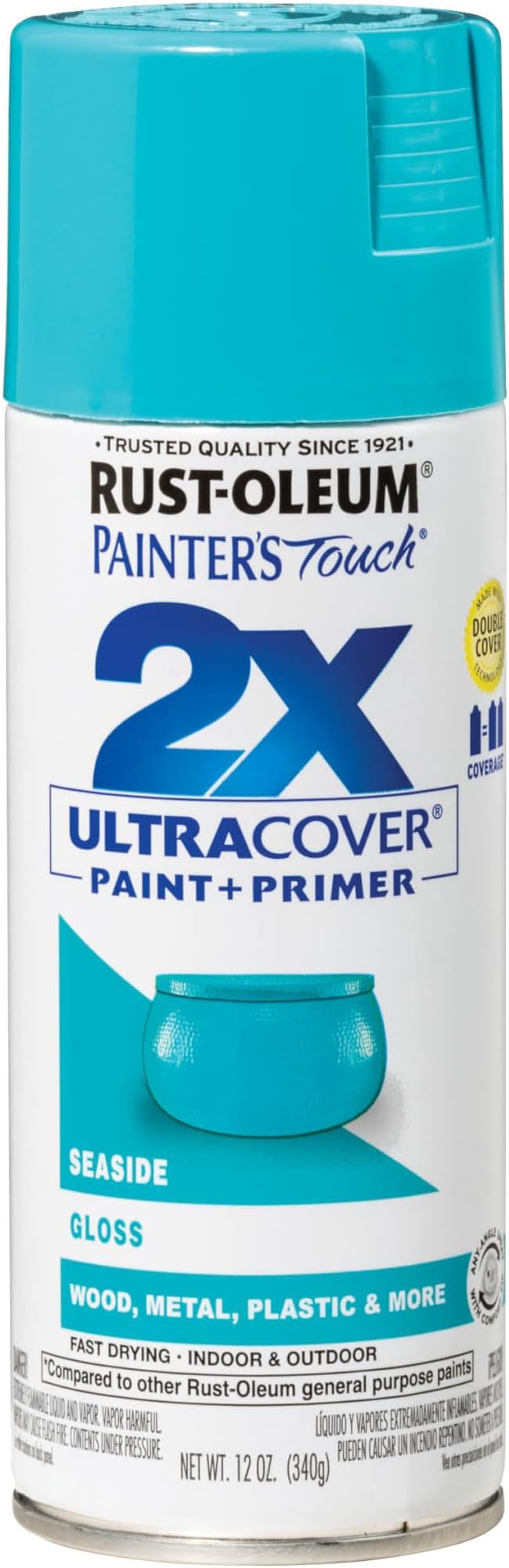 Rust-Oleum 267116 Painter's Touch 2X Ultra Cover Spray Paint, 12 oz, Gloss Seaside