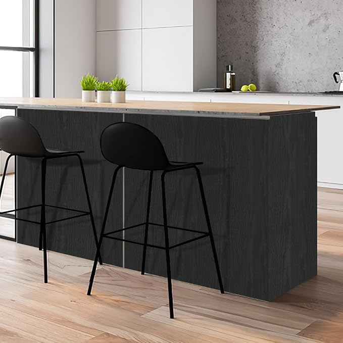 Arthome Peel and Stick Wallpaper - Black Wood Contact - Black Wallpaper - Self-Adhesive & Removable Wall Paper for Countertop Furniture Kitchen, Countertop Contact Paper, Easy to Clean, (17"x120")
