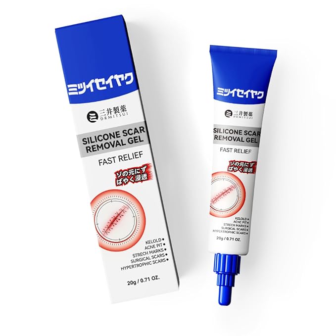 DRMITSUI Silicone Scar Gel for Old and New Scars, Scar Treatment for Acne Surgical Burn and Stretch Marks, Medical Grade Silicone Scar Gel, Fast Absorbing, 20g 0.71oz (Pack of 1)
