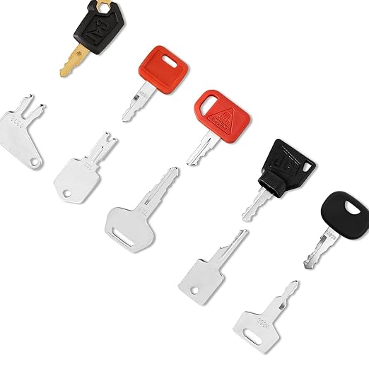 10 PCS Heavy Equipment Key Set, Construction Ignition Master Key Kit Compatible with John Dee re Hitachi Case New Holland Bobcat JLG Komatsu Hyster Caterpillar and More