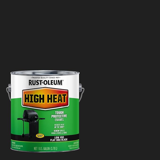 Rust-Oleum 237543-2PK High Heat Brush Protective Enamel Paint, Gallon, Low VOC Flat BBQ Black, 2 Pack