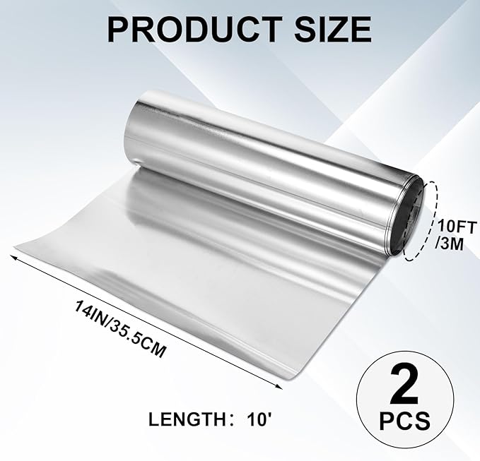 Therwen 2 Roll Aluminum Flashing Roll Metal Aluminum Roof Panels 0.2 mm Thickness Roof Flashing Strip for Sealing Windows Doors Siding Backyard Stains Moss and Mildew Prevention (14" x 10')