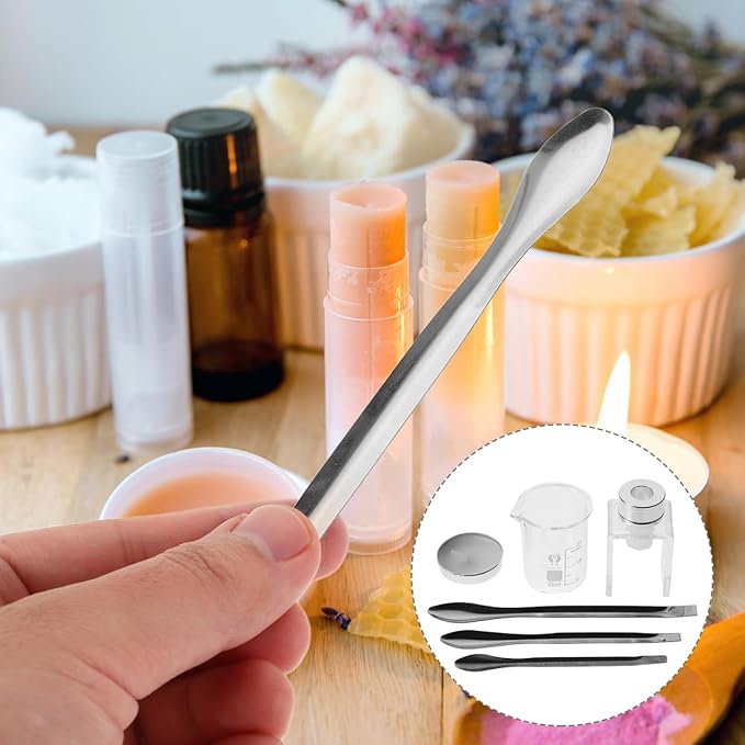 PartyKindom DIY Lipstick Making Kit and Repair Tool Set with Silicone Mold, Measuring Beakers & Spoons for Custom Lip Balm Crafting and Home Beauty Repair