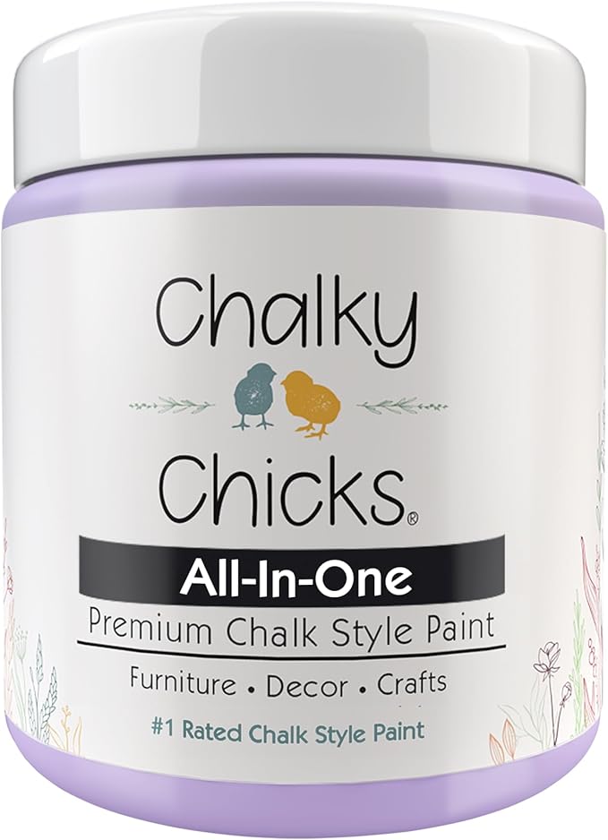 Chalky Chicks 8 Fl Oz Matte Sweet Lilac (Light Purple) Chalk Paint for Furniture Without Sanding - No Prep Furniture Paint No Sanding All in One for Crafts, Wood, Walls, Cabinet, Metal, Dresser
