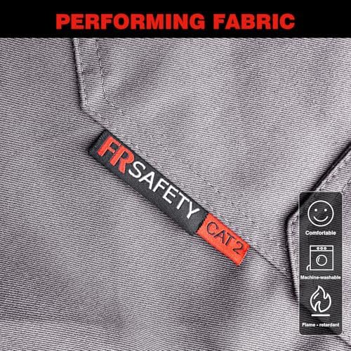 FR Shirt 7oz Fire Resistant Shirts Men's,CAT2 Welding Shirt 100% Cotton Flame Resistant Shirts Gray (Large)
