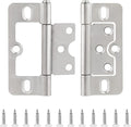 2PCS Non-Mortise Hinges 3 inch Nickel Door Hinges with Mounting Screws, Chest Hinges Heavy Duty Bifold Door Hinges Iron Cabinet Hinges, Precision Butt Hinge for Furniture Windows Cupboard