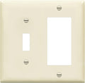 ENERLITES Combination Toggle Switch/Decorator Switch Wall Plate, Size 2-Gang 4.50" x 4.57", Polycarbonate Thermoplastic, 881131-LA, Light Almond