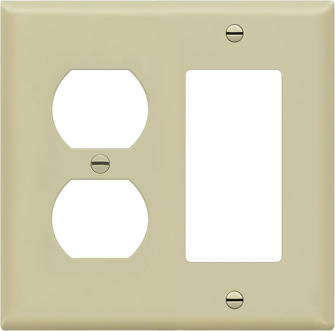 ENERLITES Combination Duplex Receptacle Outlet/Decorator Rocker Light Switch Wall Plate Cover, Standard Size 2-Gang 4.50" x 4.57", Polycarbonate Thermoplastic, UL Listed, 882131-I, Ivory