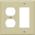 ENERLITES Combination Duplex Receptacle Outlet/Decorator Rocker Light Switch Wall Plate Cover, Standard Size 2-Gang 4.50" x 4.57", Polycarbonate Thermoplastic, UL Listed, 882131-I, Ivory