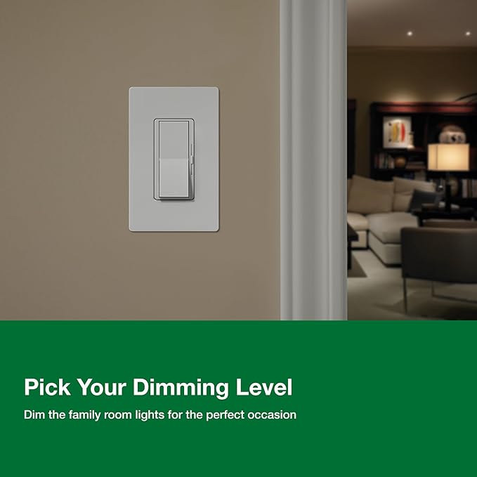 Lutron Diva LED+ Dimmer Light Switch for Dimmable LED, Halogen, and Incandescent Bulbs, 150 Watt, Single-Pole or 3-Way, DVCL-153P-WH, White (2-Pack)