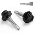 #10 x 1 in Self-Drilling Metal Roofing Screws,Sheet Metal Roof Screw,EPDM Washer,Black Hex Head,with Hex Driver Bit(2LBs,199Pcs)
