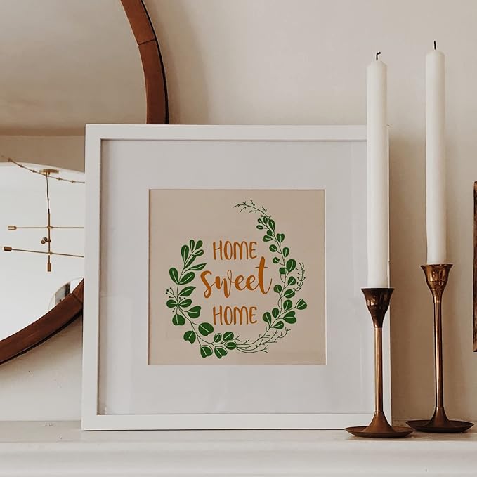 Home Sweet Home Screen Stencil, Chalk Paint Screen Transfer, Reusable Self-Adhesive Screen Printing Stencils for Wood, Fabric, Pillows, Walls DIY Home Decor.