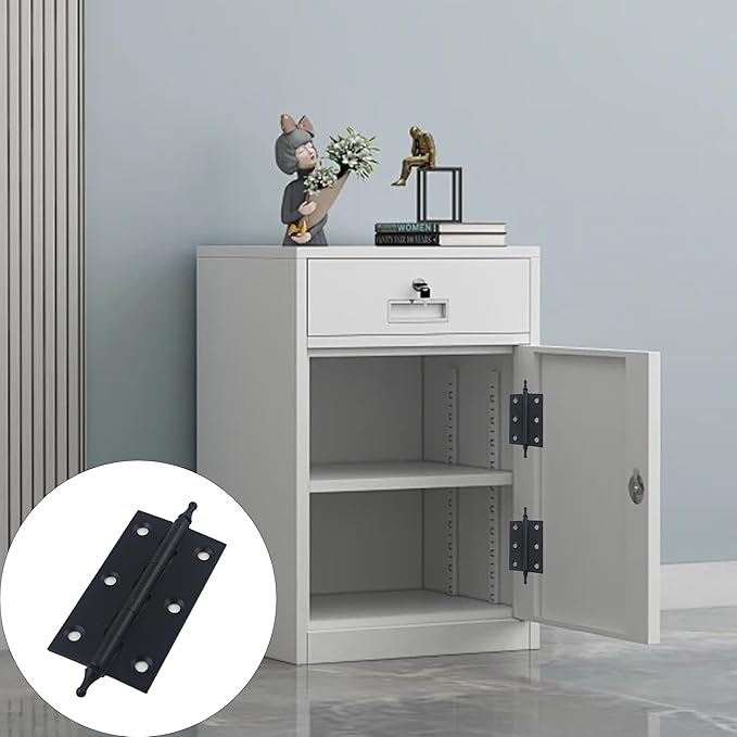 3 Inch Antique Style Solid Brass Butt Hinges with Ball Finials, Black Plated Butt Hinges with for Furniture Cabinet Drawer Door, 2PCS