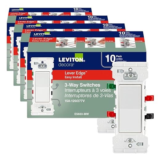 Leviton Lever Edge 15 Amp 3-Way Rocker Switch, E5603-MW, White | (Pack of 40)