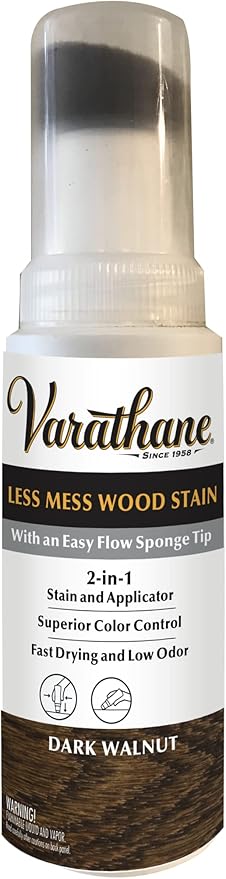 Varathane 368029 Less Mess Wood Stain and Applicator, 4 oz, Dark Walnut