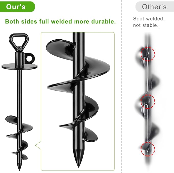 SELEWARE Dog Tie Out Stake Outdoor Dog Ground Anchor Free Swivel Dog Anchor | 2Pcs 15" Anti-Rust Heavy Duty Dog Stake for Large Dogs up to 220 lbs, Easy Install with Twist Rod for Yard, Camping Outside