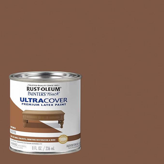 Rust-Oleum 240290 Painter's Touch Brush Paint Acry Satin Nutmeg 1/2Pt, 8 Fl Oz (Pack of 1)