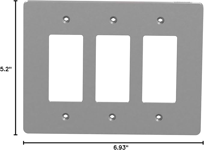 Square D by Schneider Electric X Series Wall Plate for Outlet and Light Switch, Mid Size Plus 3 Gang, Matte Gray