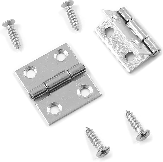 20 PCS Stainless Steel Folding Butt Hinges, 1 inch Silver Square Door Hinges with Screws for Wooden Box, Window Wood, Home Kitchen Furniture Hardware (25 x 28 x1.2 mm)