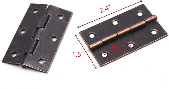 XMHF Cabinet Gate Closet Door Hinges 2.4"x1.5" Home Furniture Hardware Folding Butt Hinges Copper Tone with Mounting Screws Pack of 12