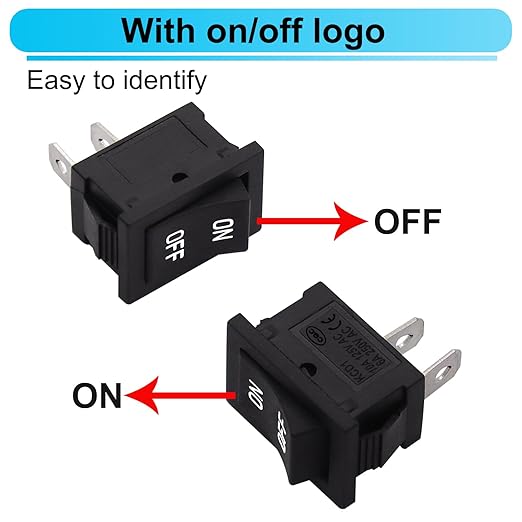 TWTADE 5PCS Latching Rocker Switch ON/Off 2 Pin 2 Position SPST Car Auto Boat Square Rocker Toggle Switch with Pre-Wired AC 10A/125V 6A/250V
