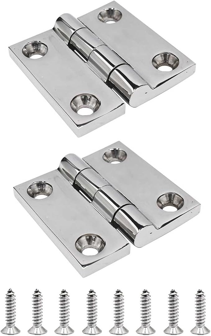 316 Stainless Steel Hinges Marine Grade 2 Pcs 2" x 2" Heavy Duty Boat Hatch Hinge Cabinet Butt Hinges Marine with Screws