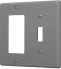Bates- Combination Wall Plate, Toggle Switch/Decorator, Gray, 4.50"x4.57"/Standard Size, 2 Gang Wall Plate