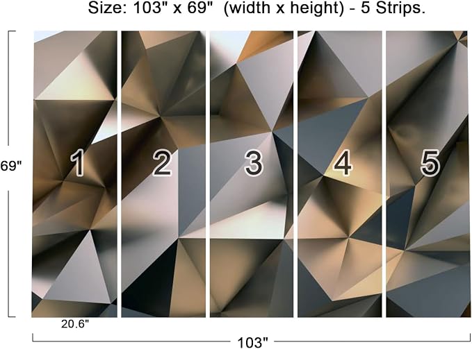 Cliouar-Metal Polygon Geometry Wall Mural Wallpaper for Bedroom Living Room 103" x 69" (Not Peel and Stick)