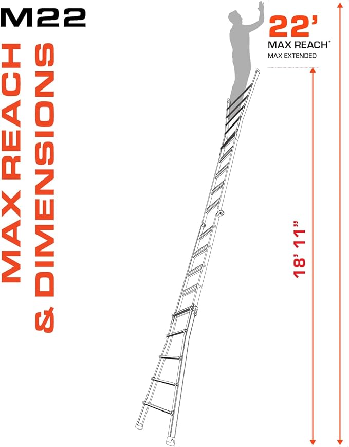 Little Giant Ladders Velocity 17-Ft Folding Multi-Position Ladder, Aluminum, 300 lb Load Capacity, Type 1A Extra Heavy Duty, 18-Ft Reach, with Ratchet Levelers and Wheels (15417-801)