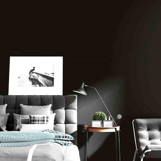 15.7" x 236.2" Black Wallpaper Self Adhesive and Removable Peel and Stick | Vinyl Film Stick Paper Easy to Apply Wall Coverings Shelf Home Decorative Liner Table and Door Reform