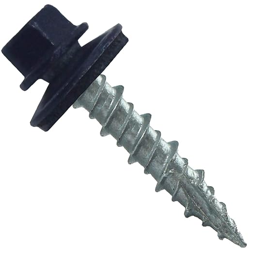 10 x 1 Dark Blue Metal Roofing Screws - Hex Washer Head- Self-Starting/Tapping - EPDM Washer. 1 Bag - 250 Screws