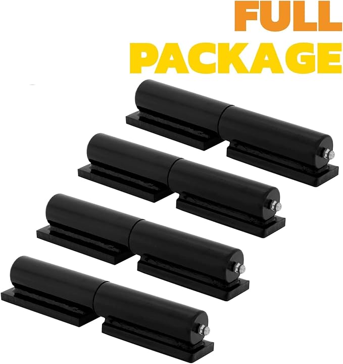 4PACK Gate Hinge, Heavy Duty (7"), Weld-On Install, Wood/Metal Fence - Black