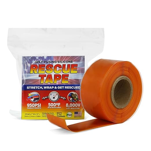 Bond It Rescue Tape, Self-Fusing Silicone for Emergency Plumbing, Pipe & Hose Repair, Electrical Insulation, Waterproof, 950PSI, Made in USA, 1" x 12', Orange