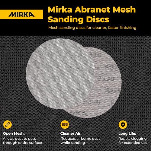 Mirka Abranet 6 Inch 150 Grit Mesh Sanding Discs, Hook and Loop, 50 Pack