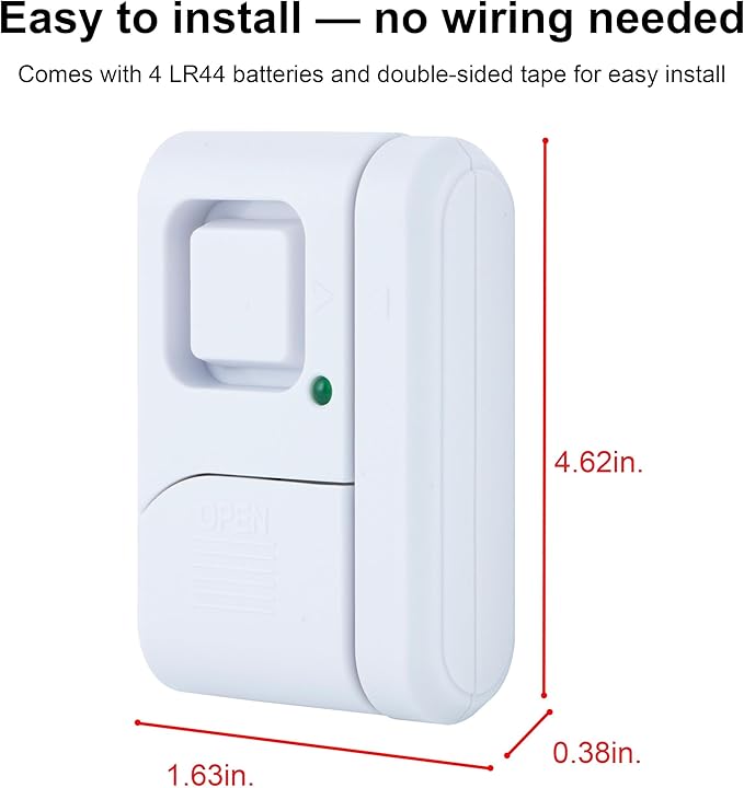 UltraPro Personal Security Window and Door Alarm, 4 Pack, DIY Protection, Burglar Alert, Wireless Chime/Alarm, Easy Installation, Home Security, Ideal for Home, Garage, Apartment and More, 45174